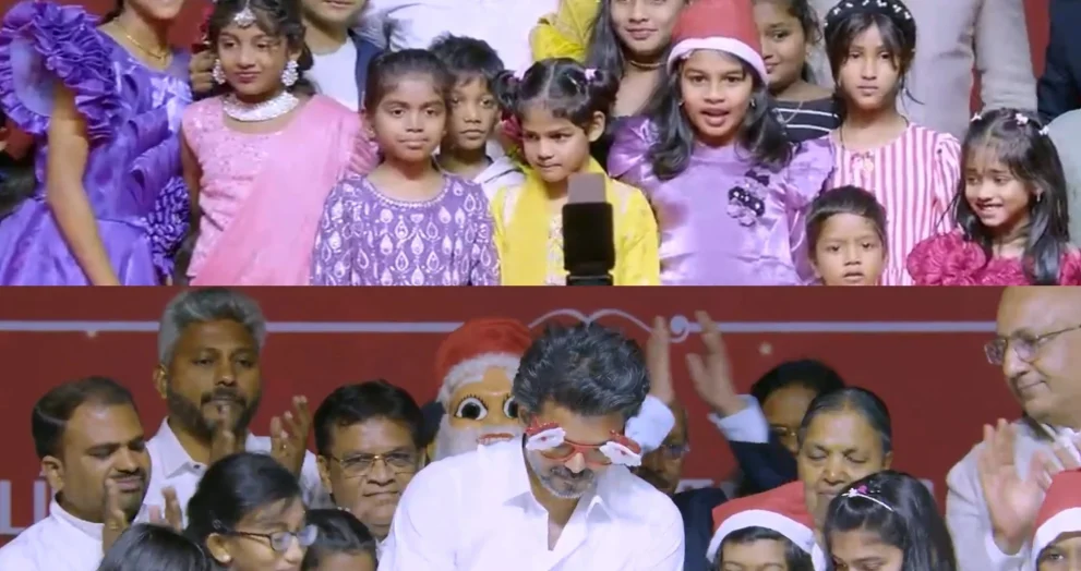Vijay Lights Christmas Tree at TVK's Equality Celebration in Mamallapuram