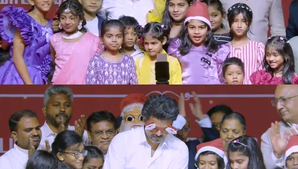 Vijay Lights Christmas Tree at TVK's Equality Celebration in Mamallapuram